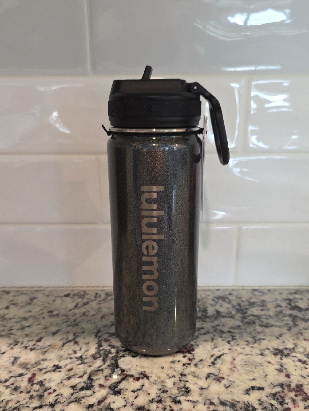 lululemon Back To Life Sport Bottle w/ Flip Straw Lid 18oz Black